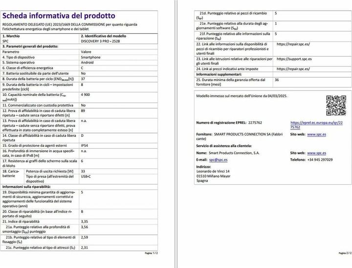 Immagine prodotto SPC Discovery 3 Pro (256 GB, Grigio, 6.70", Doppia SIM, 4G)