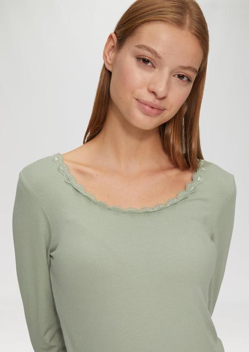 Produktbild S.Oliver T-Shirt Rippshirt aus Viskosemix mit Spitzendetail (XL)