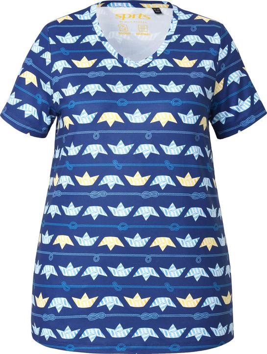 Actual product image Ulla Popken Quick Drying Boat Print Short Sleeve V-Neck Tee (56)