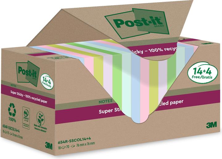Immagine prodotto Post-it Super Sticky Recycling (76 x 76 mm)