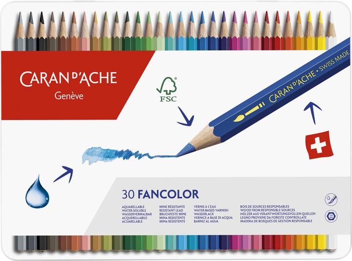 Productafbeelding Caran d'Ache Fancolor Farbstifte Metallschachtel (Veelkleurig, 30 x)
