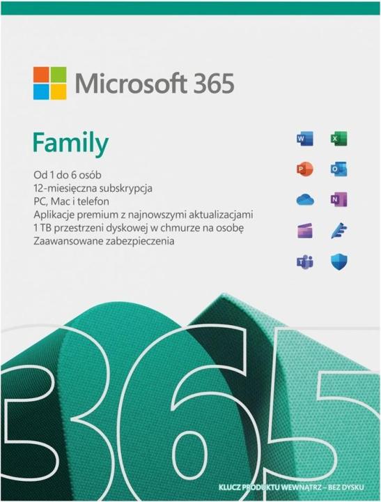 Actual product image Microsoft 365 Family 1 x Lizenz Abonnement Polnisch 1 Jahr(e) (1 Devices, 12 months)