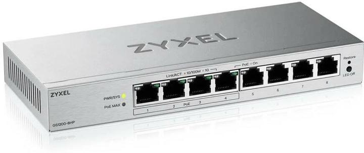 Actual product image Zyxel GS1200-8HPV3 8-Port Gigabit PoE+ web/smart managed (8 ports)