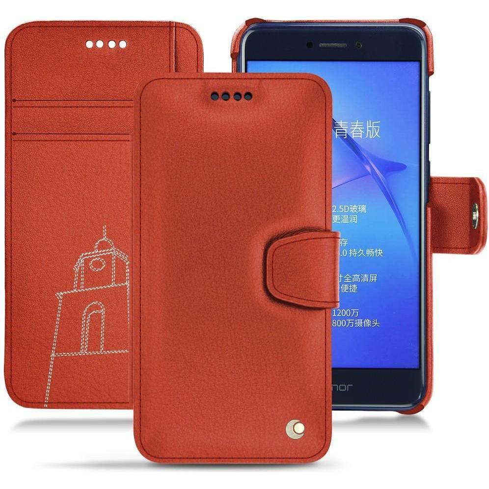 Noreve Lederschutzhülle Wallet (Huawei P8 Lite (2017)), Smartphone Hülle, Orange