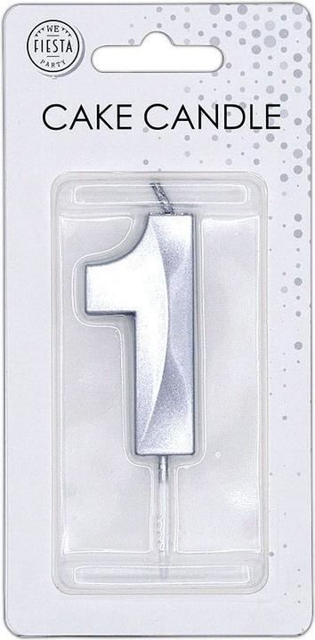 Produktbild Globos Europe Kuchenkerze 6 cm, metallisch silber, Nr. 1