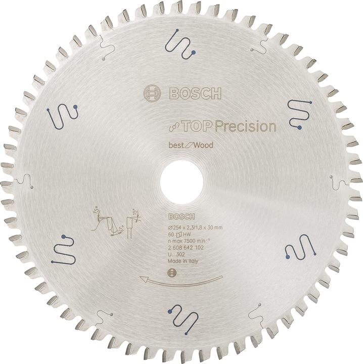 Actual product image Bosch Professional Zubehör Circular saw blade Top Precision Best for Wood, 254 x 30 x 2.3 mm, 60