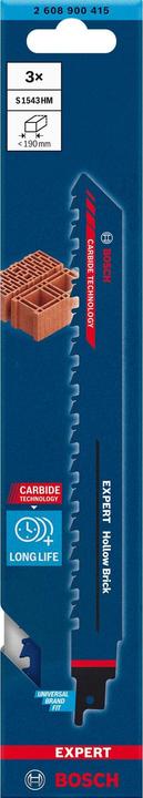 Image du produit Bosch Professional Zubehör Lame de scie sabre EXPERT 'Hollow Brick' S 1543 HM, 3 pièces