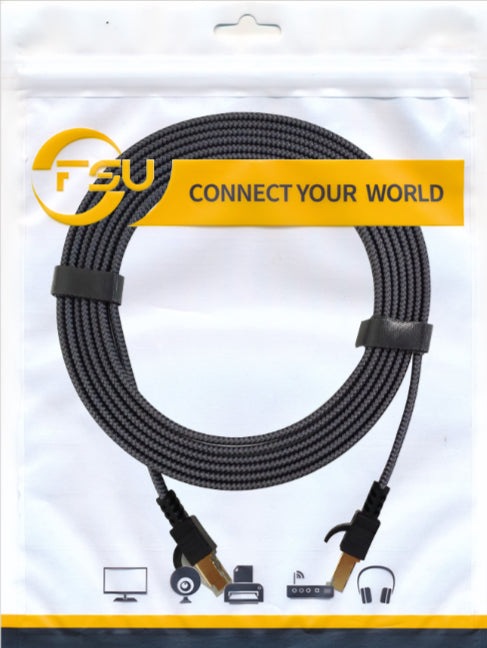 Produktbild Hermex Netzwerkkabel Flachkabel Ethernet LAN Kabel RJ45 Kat. 7 flach 0,5m (U/UTP, CAT7, 0.50 m)
