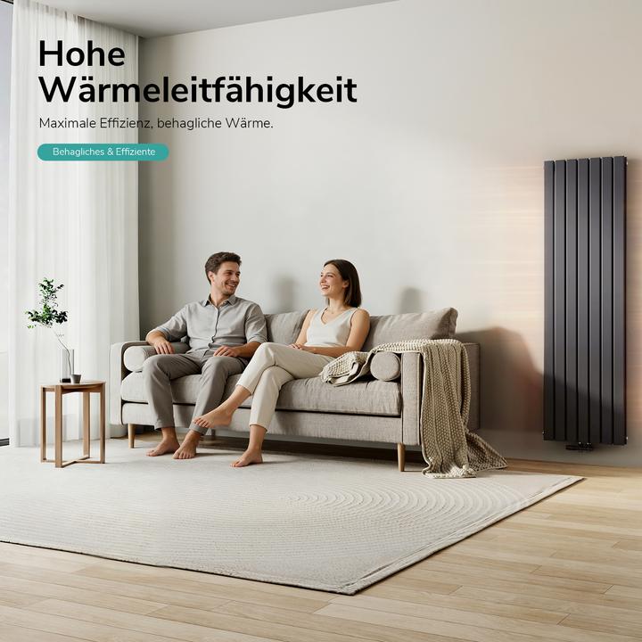 Produktbild Emke Heizkörper, Flachheizkörper mit Zentralanschluss, Anthrazit 180x53cm 1949W Doppellagig (1949 W)