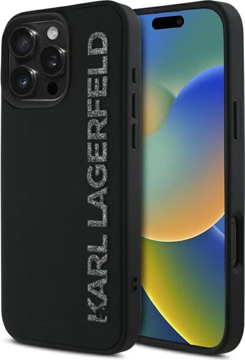 Produktbild Karl Lagerfeld HC 3D Rubber Elongated Glitter iPhone 16 Pro Max Case - Black (Apple iPhone 16 Pro Max)