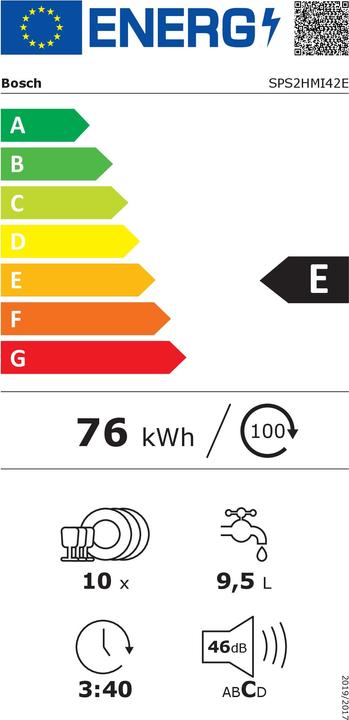 Energie-Label Bosch Hausgeräte SPS2HMI42E