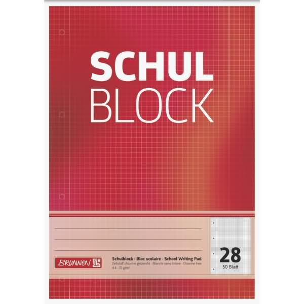 Actual product image Brunnen School notepad A4 squared ruled 28 with margin 4-hole punched 50 sheets (A4)