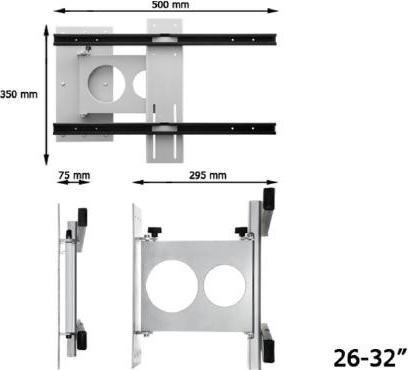 Actual product image Multibrackets Flexarm II Black (Wall, 40 kg, 26" - 32")