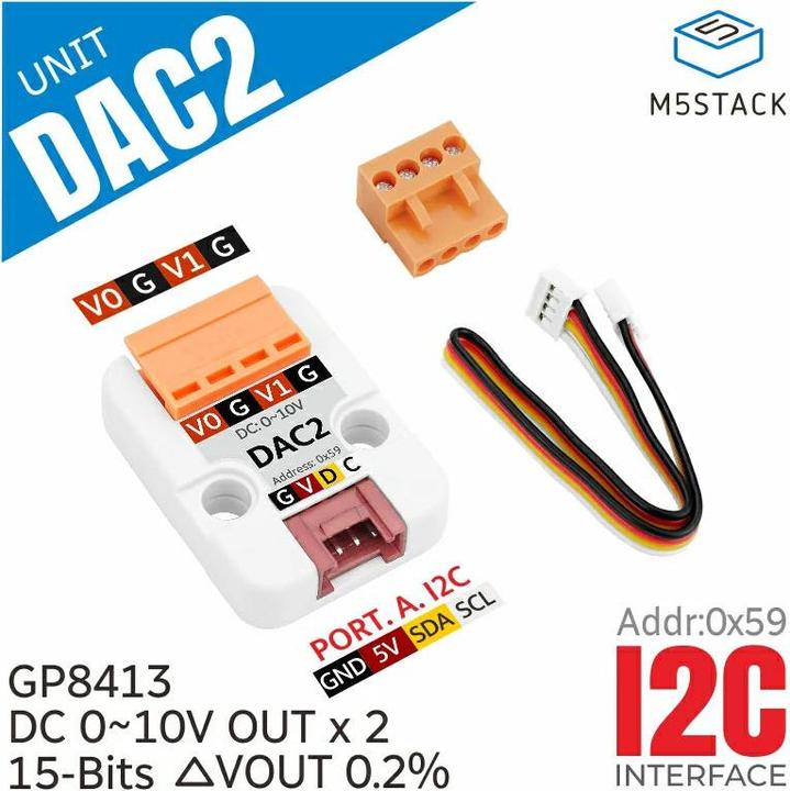 Actual product image M5Stack DAC2 I2C Unit GP8413 Digital-to-analogue converter