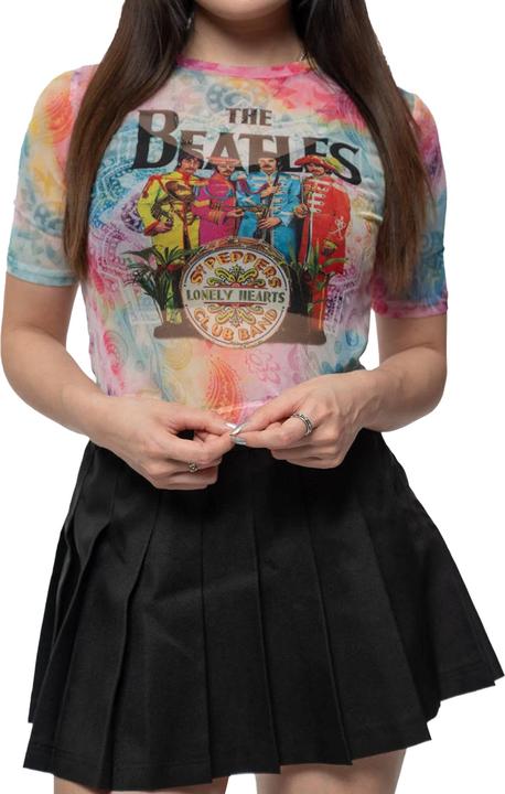 Actual product image The Beatles Womens/Ladies Sgt Pepper Mesh Crop Top (XS)