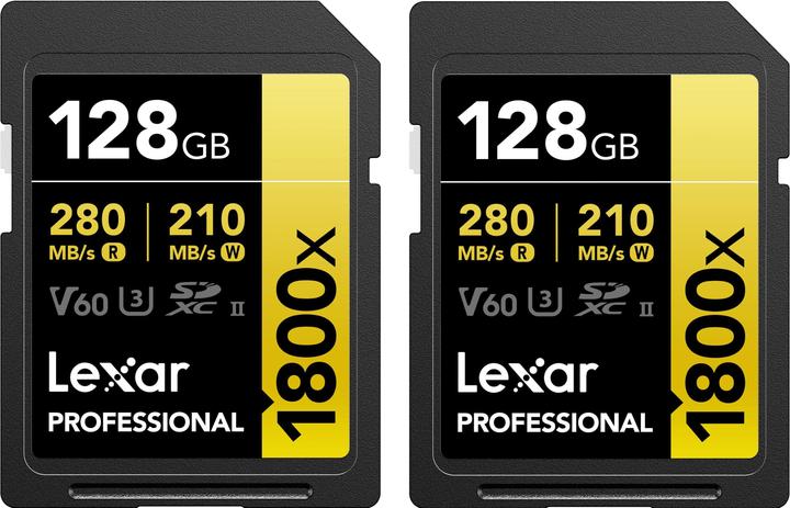 Actual product image Lexar Professional 1800x (2 Pack) (128 GB, SDXC, U3, UHS-II)