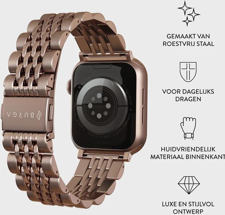 Produktbild Burga Apple Watch Metal Bandje - Chic Royal - Roségold - 42 mm / 44 mm / 45 mm / 49 mm (Edelstahl)