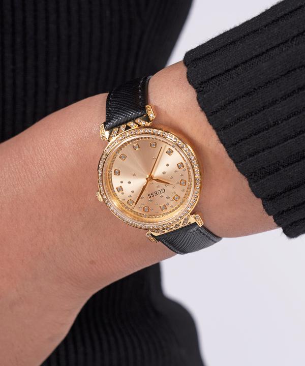 Immagine prodotto Guess P GLD CS W/ CRYS / SUN CHAMP GLITZ DL / BLK SAFFIANO LTR STRP Orologio da polso (32 mm)