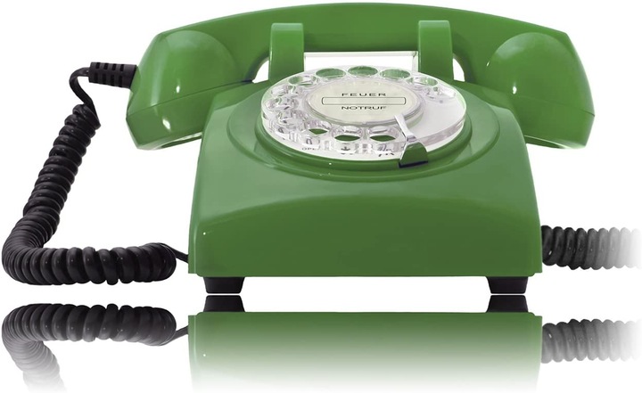 Produktbild Opis Technology Retro Telefon im sechziger Jahre Vintage Design mit Wählscheibe und Metallklingel, grün Po