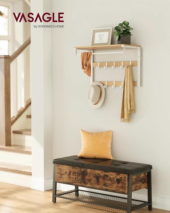 Actual product image Songmics Wandgarderobe mit Ablage Eichenfarben-Weiss
