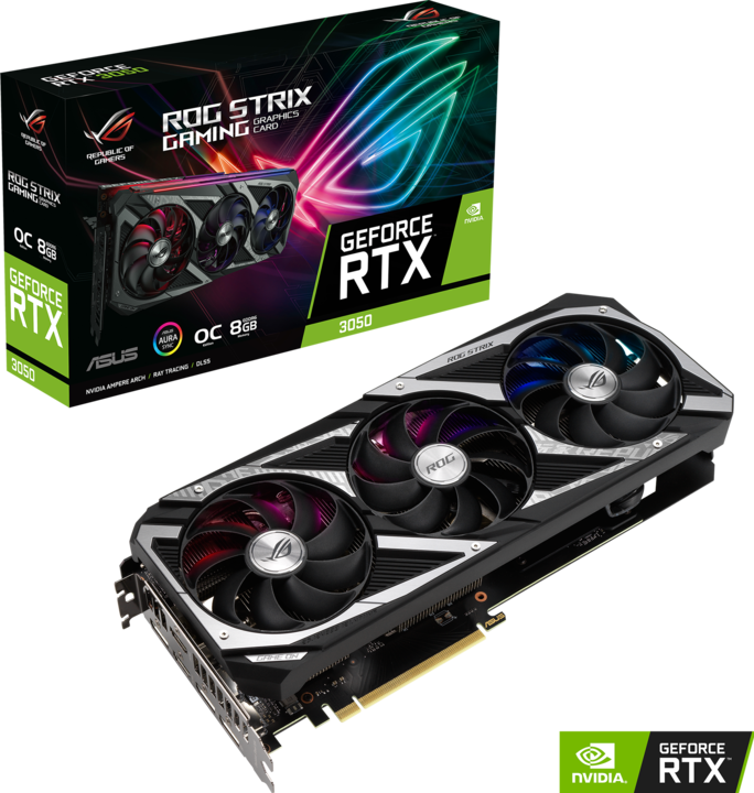 Actual product image ASUS ROG Strix GeForce RTX 3050 OC 8GB GDDR6 3xDP 1.4a 2xHDMI 2.1 (8 GB)