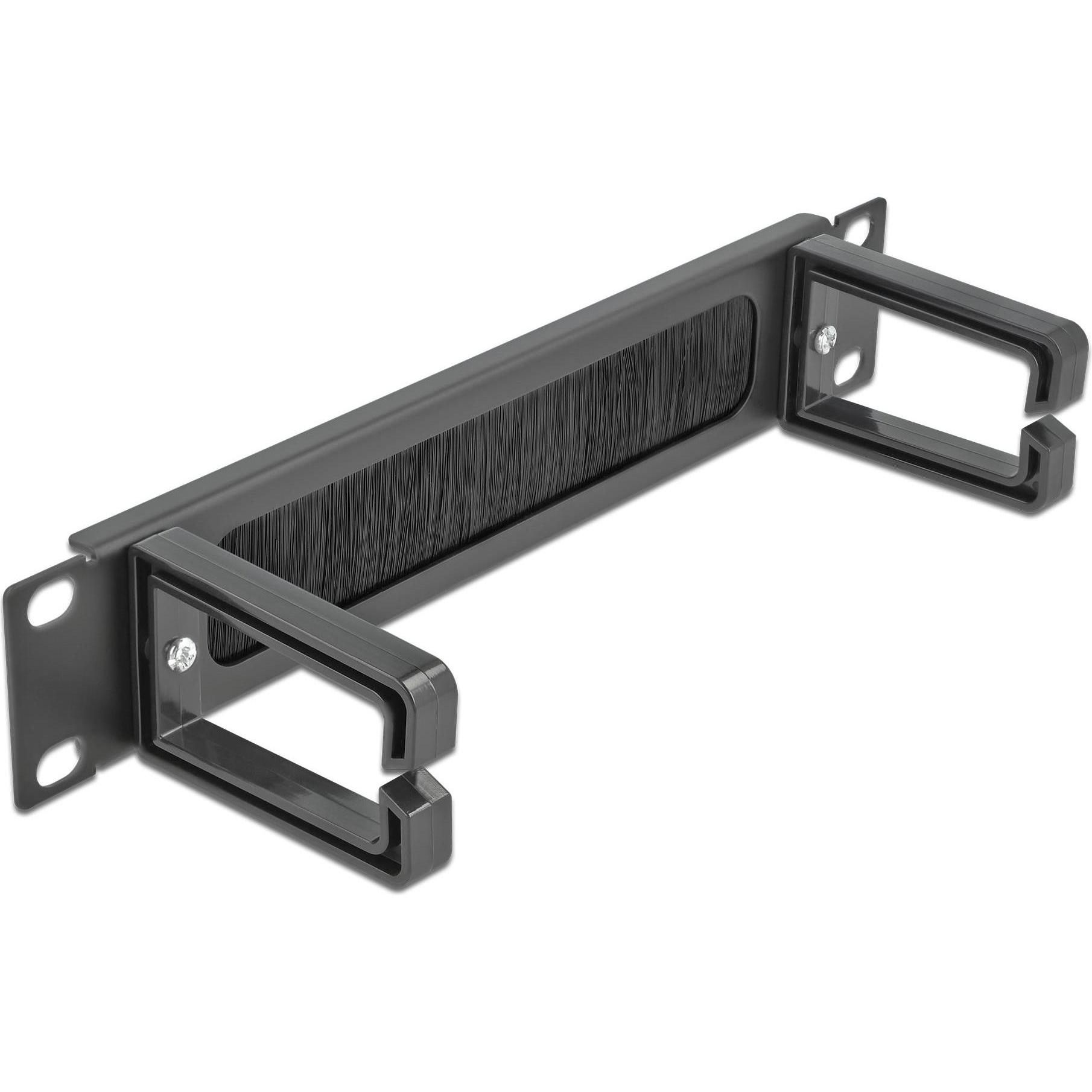 Delock Cable Management Brush Strip with 2 hooks, Serverschrank Zubehör, Schwarz