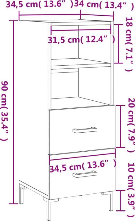 Image du produit vidaXL Sideboard (34.50 x 34.50 x 90 cm)