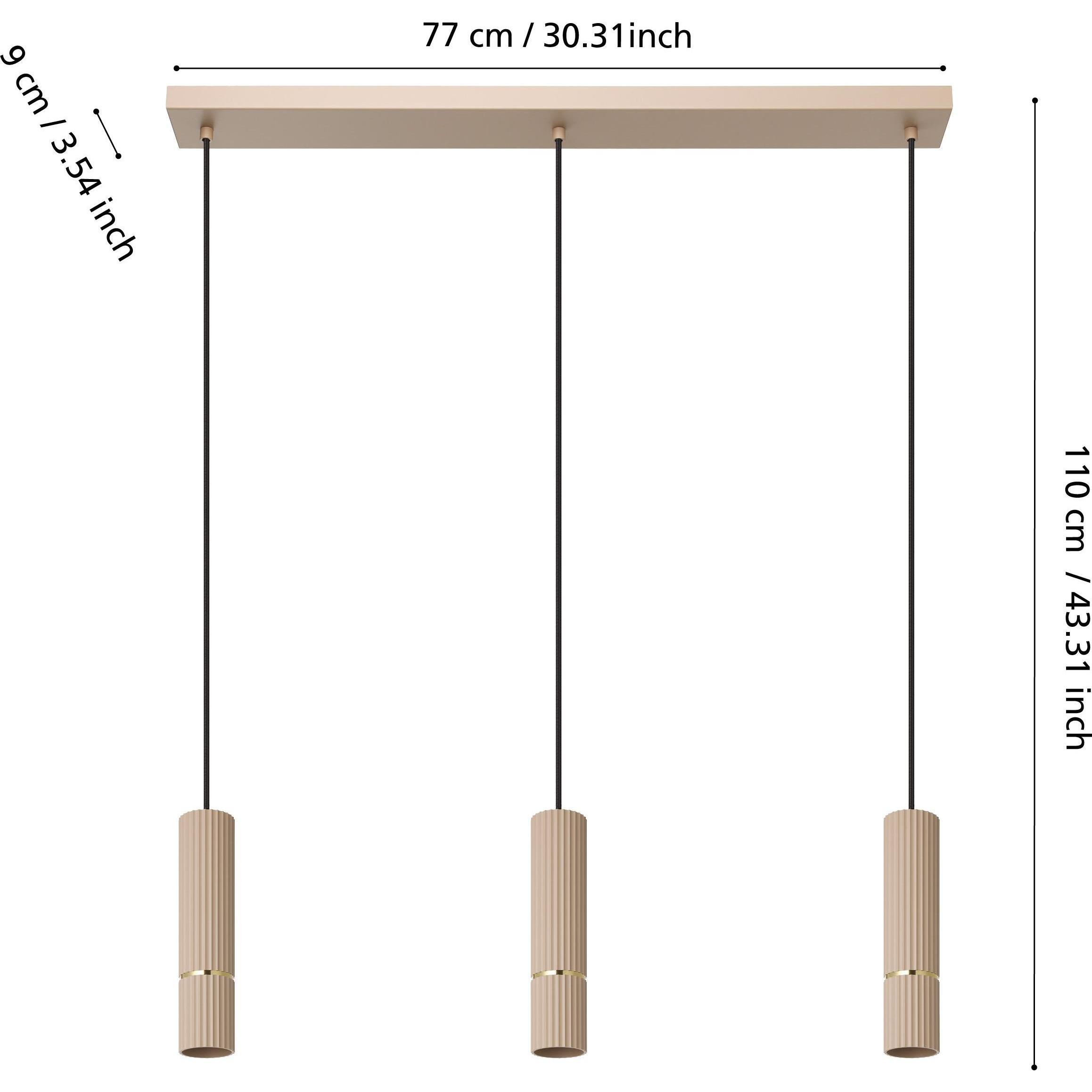 Thumbnail - EGLO, Pendelleuchte, LEDPendelleuchte Caminia sandfarben 3flg 15W 3000K (GU10, 1035 lm)