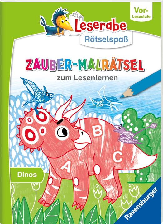 Ravensburger Leserabe Rätselspass Zauber-Malrätsel zum Lesenlernen: Dinos (Vor-Lesestufe)