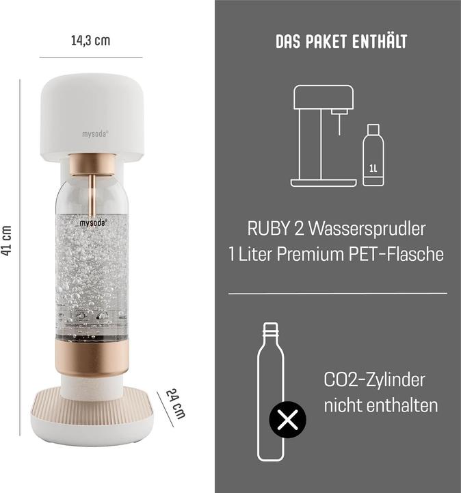 Actual product image Mysoda Incl. 1 quick-lock premium flask - Aluminium - Hvid/kobberfarvet
