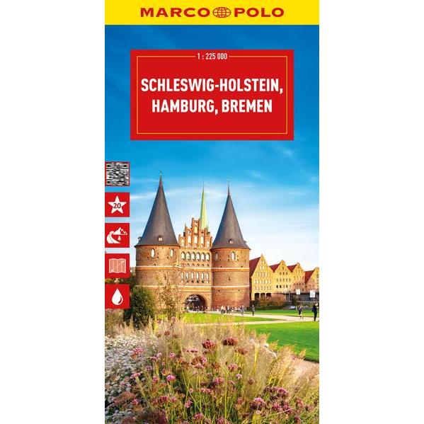 Reisekarte Deutschland 01 Schleswig-Holstein 1:225.000, Landkarte