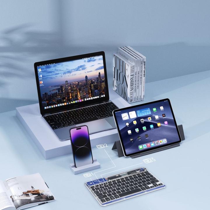 Produktbild Dux Ducis Keyboard (CK Series) Wireless for Laptop / Tablet / Phone - Transparent (Eng. Int., Kabellos)