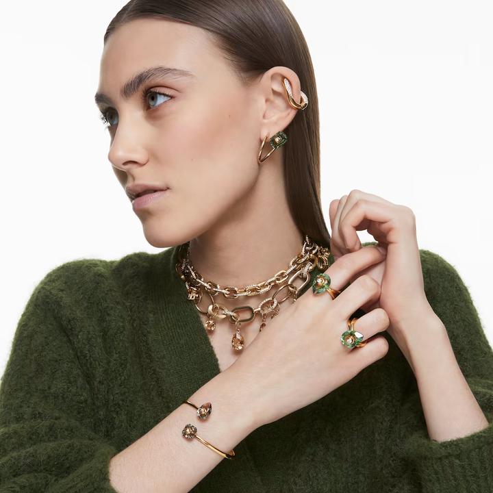 Image du produit Swarovski Numina Bague goutte d'eau vert or (60)