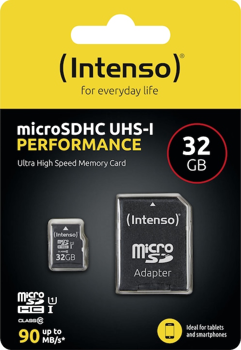 Productafbeelding Intenso Prestaties microSDHC 32GB klasse 10 UHS-I U1 (32 GB, microSDHC, U1, UHS-I)