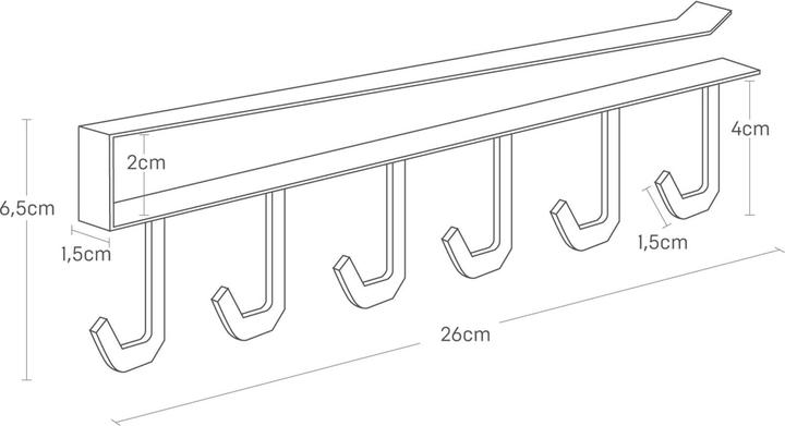 Actual product image Yamazaki TOWER bottom shelf hook rail