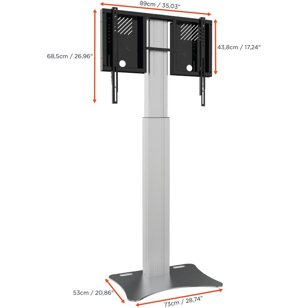 Thumbnail - Celexon Expert elektrisch höhenverstellbarer Display-Ständer Adjust-4286PS - 90cm (86", 136 kg), TV Ständer, Silber