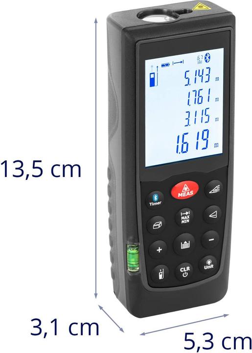 Produktbild Steinberg Laser-Entfernungsmesser bis 70 m 1,5 mm genau LCD Bluetooth Lasermessgerät (70 m)