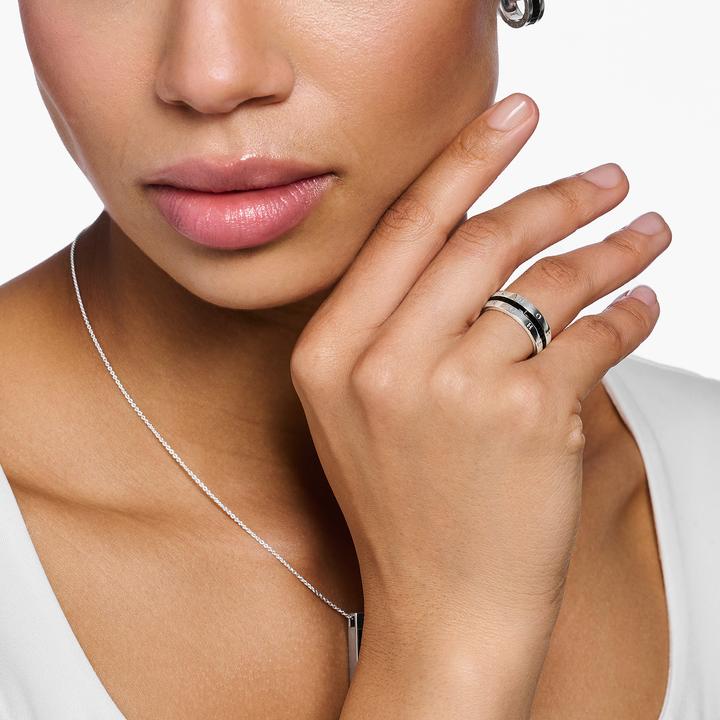 Immagine prodotto Thomas Sabo Anello a fascia con pietre nere pavé in argento (68, 925 Argento)