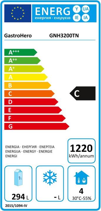 Label énergétique Gastro Hero Table réfrigérée ECO / avec rebord - / (294 l)
