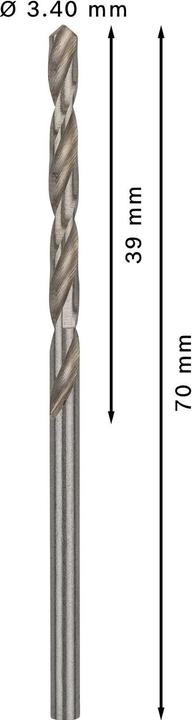 Immagine prodotto Bosch Professional Zubehör Punta PRO Metal HSS-G, 3,4 x 39 x 70 mm (3,4 mm)