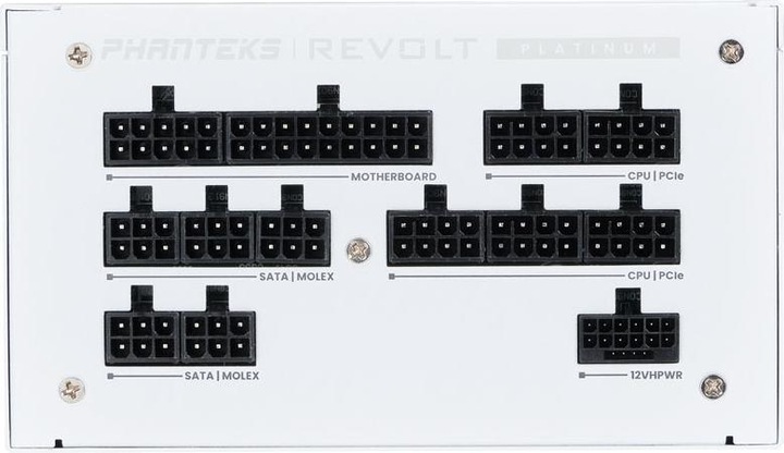 Immagine prodotto Phanteks Revolt 1000W Platinum, ATX 3.0, PCIe 5.0, completamente modulare - 1000 Watt, bianco (1000 W)