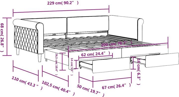 Produktbild vidaXL ausziehbares Tagesbett