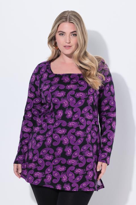 Produktbild Ulla Popken Longshirt, Paisley, A-Linie, Carré-Ausschnitt, Langarm (54)
