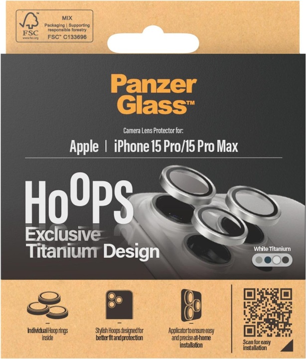 Produktbild PanzerGlass Hoops Camera Lens Protector (1 Stück, Apple iPhone 15 Pro Max, Apple iPhone 15 Pro)