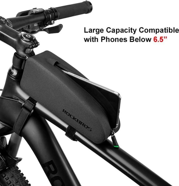 Actual product image Rockbros AS-019-1 waterproof bicycle bag for frame - black (1.60 l, Frame bag)