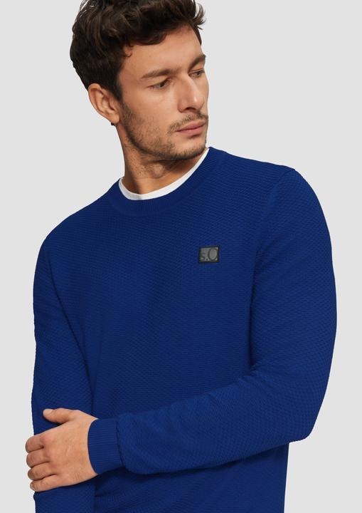 Produktbild S.Oliver Strickpullover Strukturierter Strickpullover mit Logo-Patch (XXL)