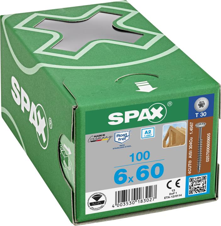 Produktbild Spax A2 Tellerkopf T-Star Plus T30 Vollgewinde (100 Schrauben pro Stück, 6 x 60 mm)