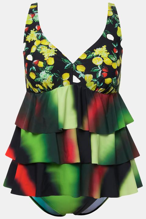 Actual product image Ulla Popken Mixed Print Tiered Tankini Set (Single pack, 44 A)