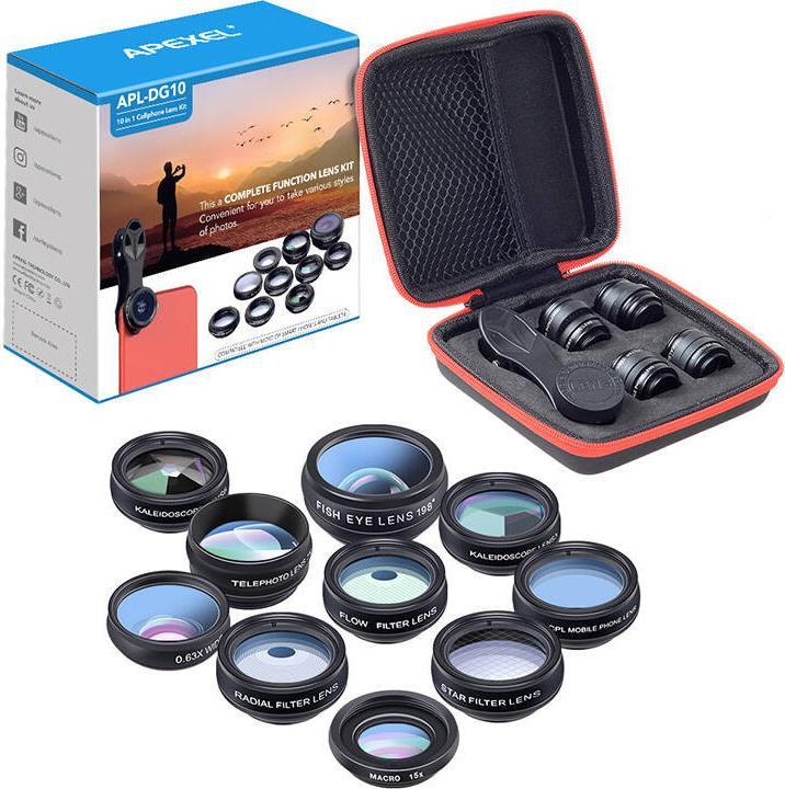 Actual product image Apexel Mobile lens kit APL-DG10 10 in 1