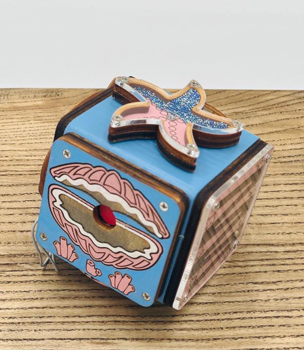 Actual product image Activity Board Busy Cube, wooden motor skills cube, Waldorf sensory learning toy, activity cube, puzzle mermaid and
